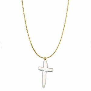 Pearl cross waterproof necklace